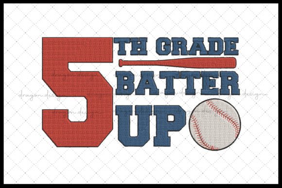 5th Grade Batter Up: A Playful Embroidery Design for Boutique Apparel