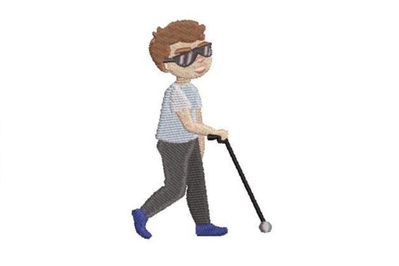 Child with Blind Walking Stick Embroidery Design Review