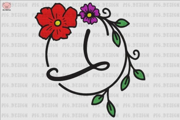 Flower Font L: A Delicate Embroidery Design for Boutique Apparel