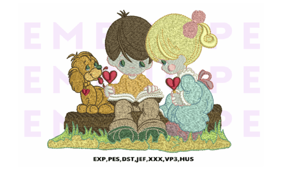 Kids Reading Books with Dog Embroidery Review
